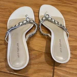 Ann Taylor White Mule Sandals, Size 6 1/2